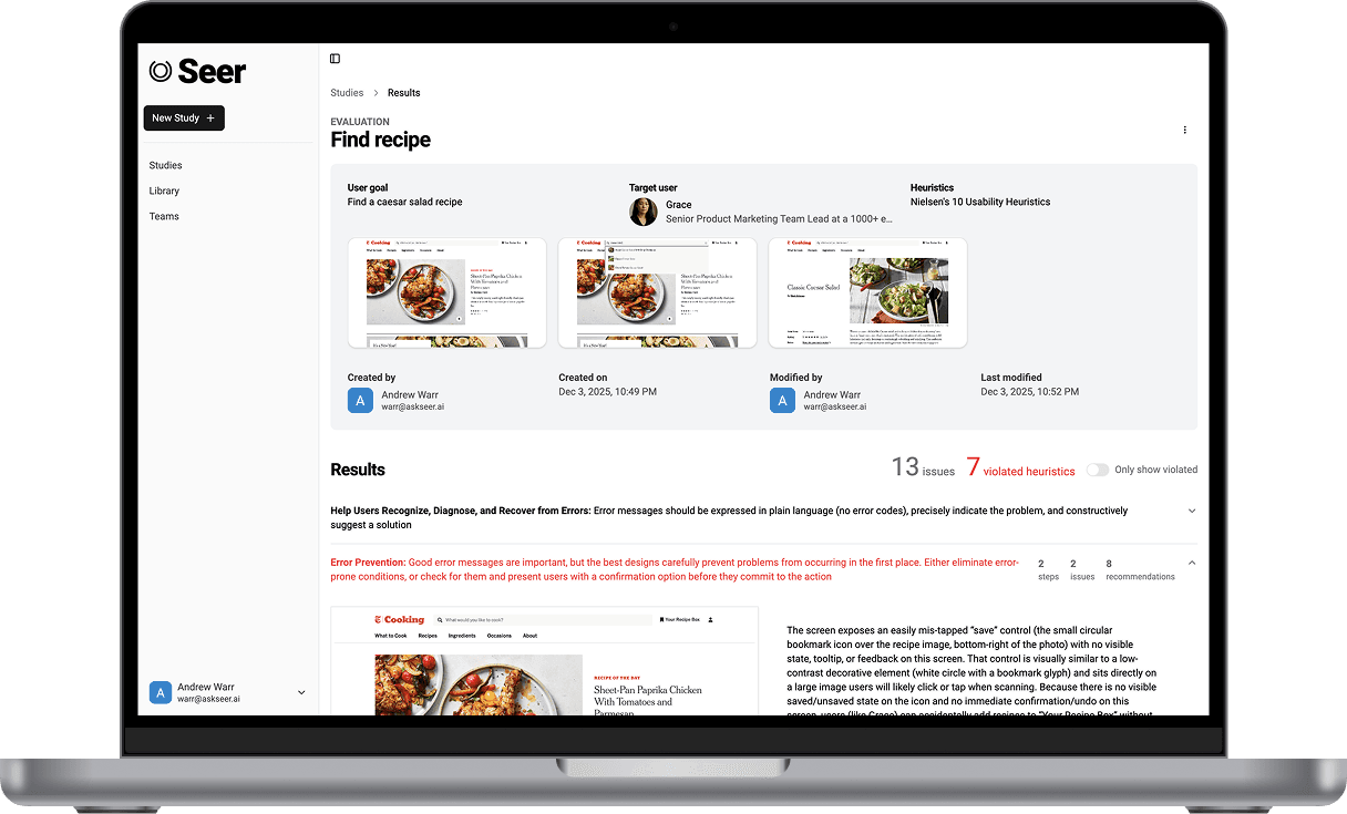 Seer product screenshot
